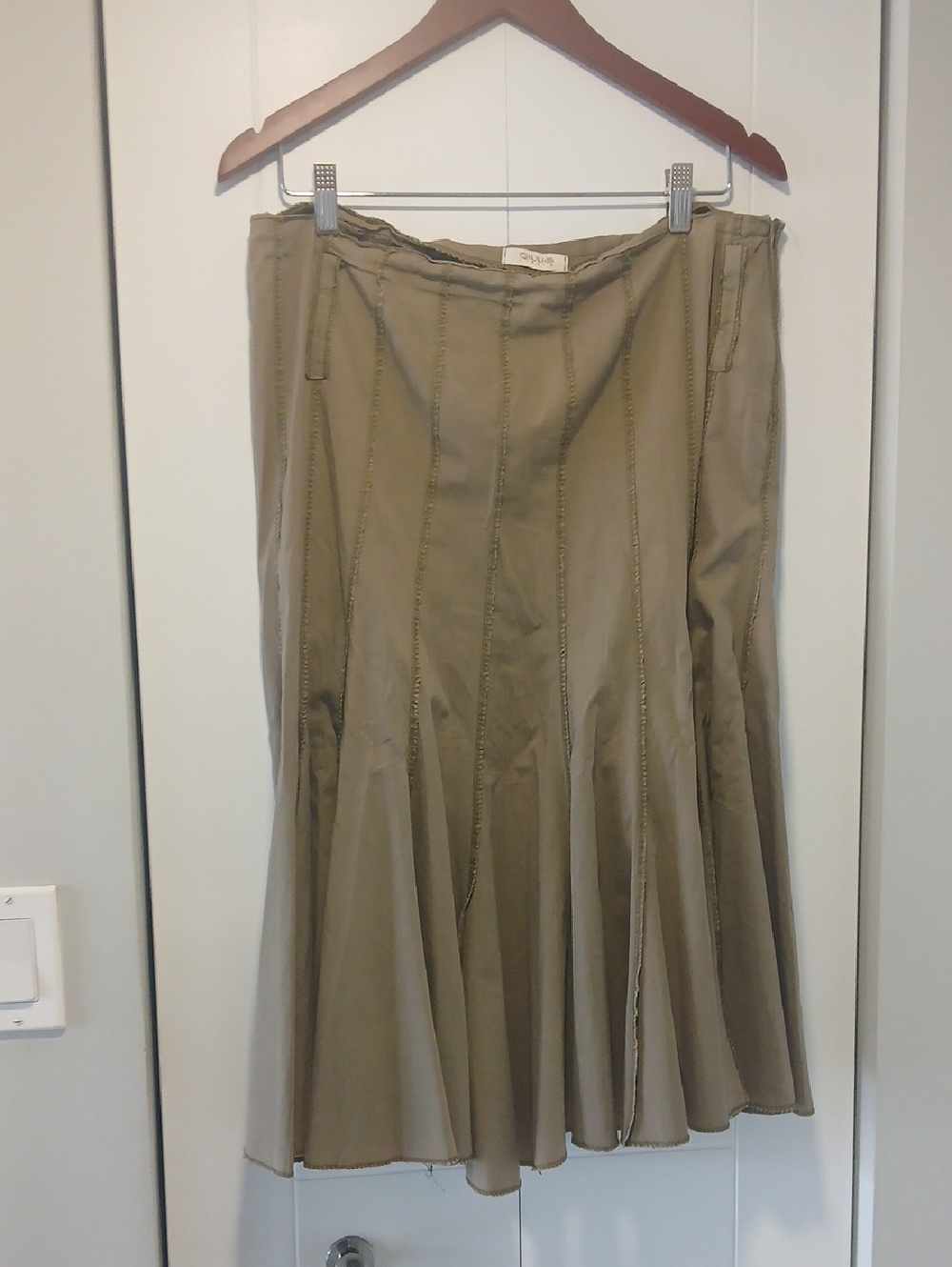 Giulia's Olive-Tone A-Line Panel Skirt